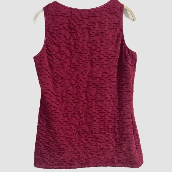 New Directions Fuchsia Dressy Textured Tank Top Satin Trim Size Large - Picture 3 of 5